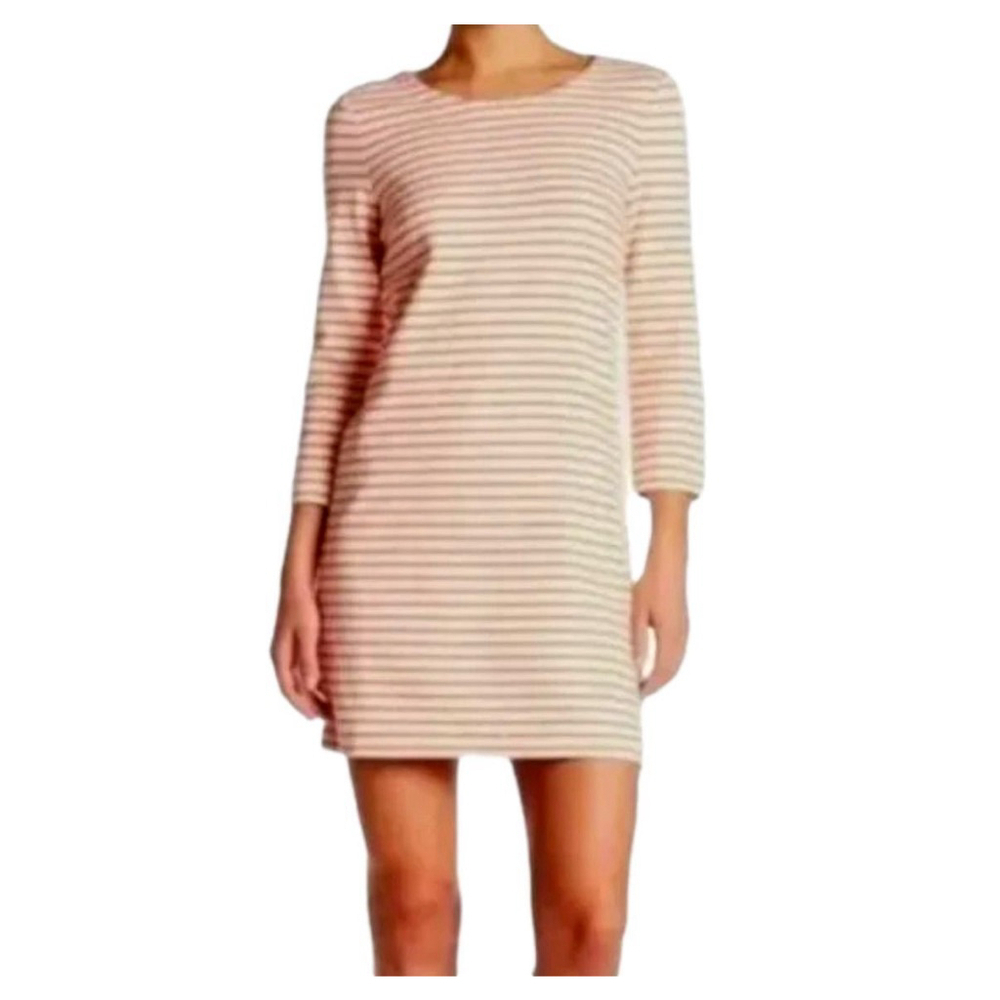 J.CREW Women’s Striped Mini Dress White Red Cotton Blend Size XXS 3/4 Sleeve